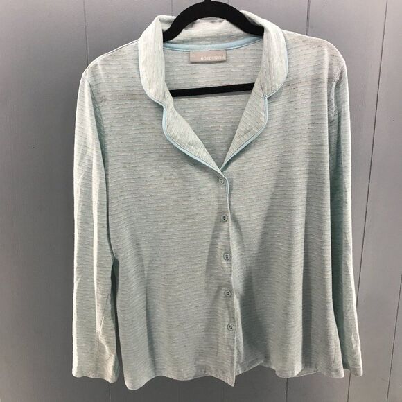 Nordstrom blue and gray button up PJ top size S - Picture 1 of 4